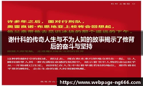 谢什科的传奇人生与不为人知的故事揭示了他背后的奋斗与坚持